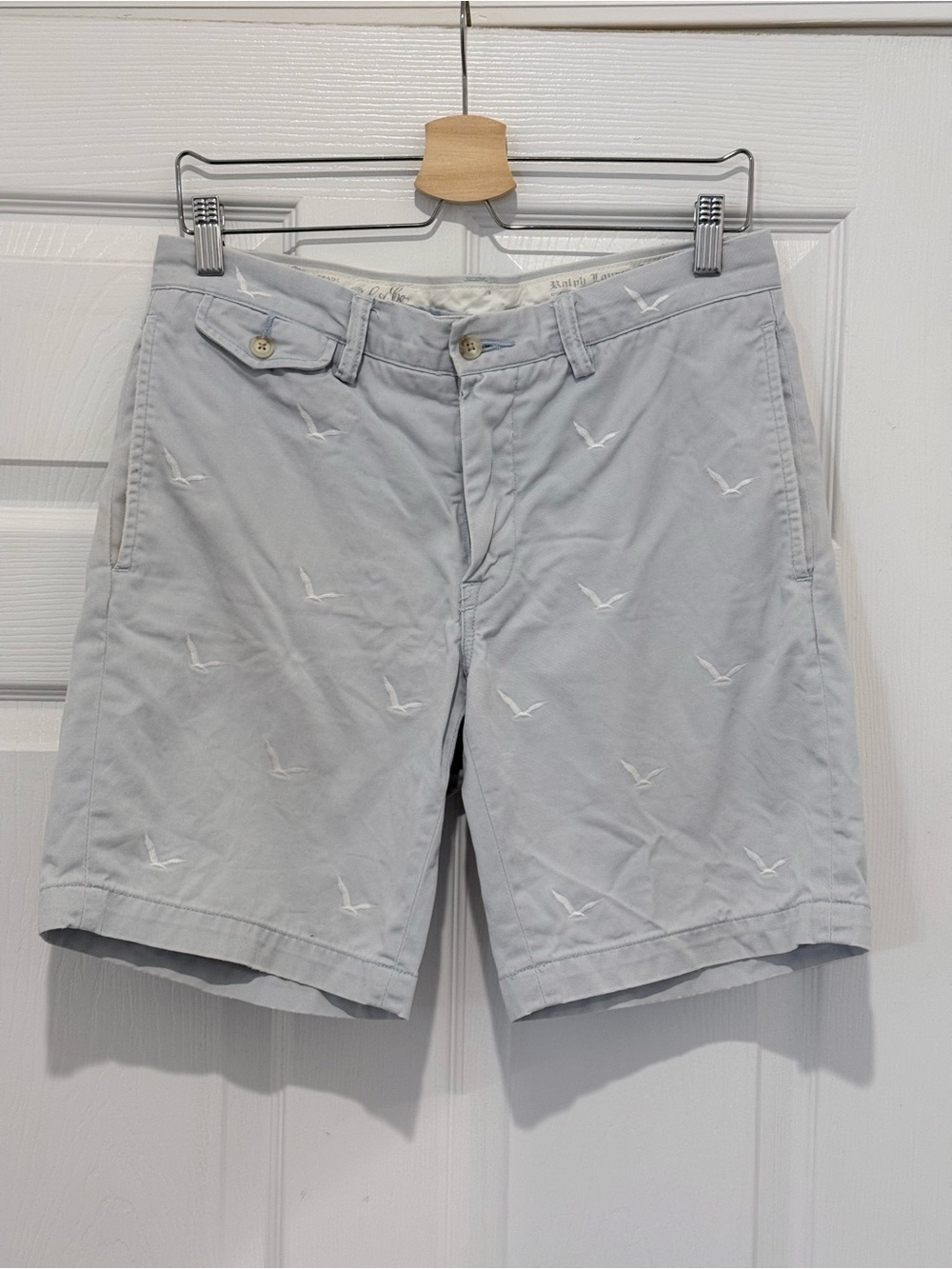 Polo Ralph Lauren Slim Gi Fit Embroidered Seagull Shorts Light Blue Size 30